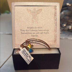 Alex and Ani Angel Rosegold Charm Bracelet “Strength & Protection”